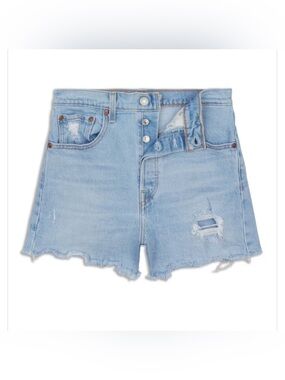 Levi’s Premium Ribcage Women’s 32 High Rise Cut Off Shorts Light Wash Blue denim
